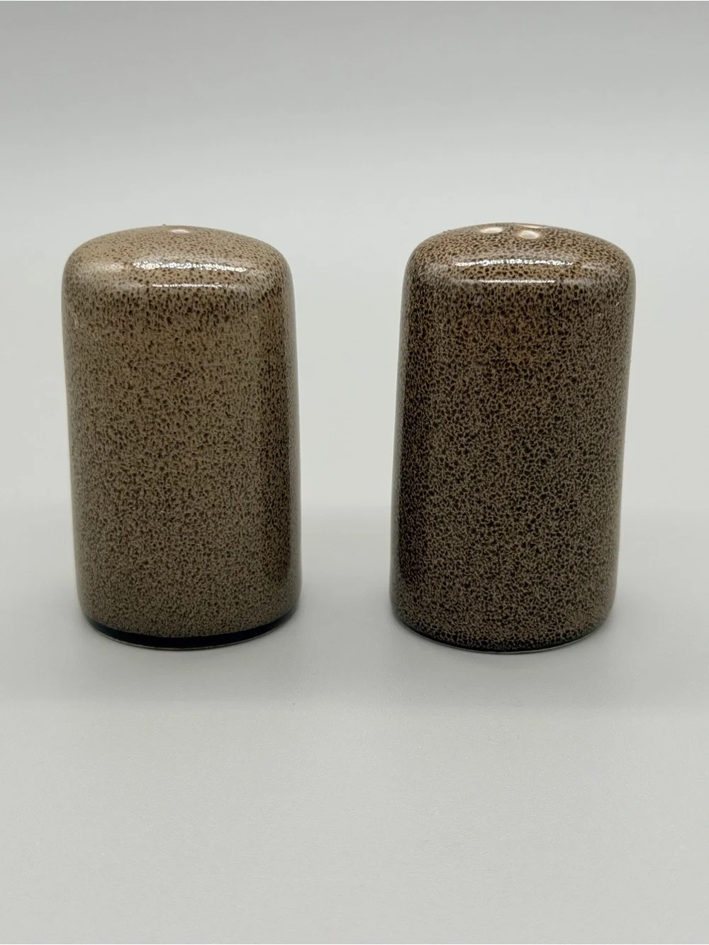 NWOT Luzerne Ceramic Salt & Pepper Shakers Speckled Brown Mottled Stoneware Set